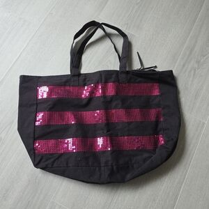 Victoria's Secret Black and Pink Sequin Bag